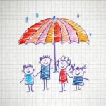 How is life insurance affected by bankruptcy Drawing of family holding umbrella showcasing the affect of bankruptcy on life insurance